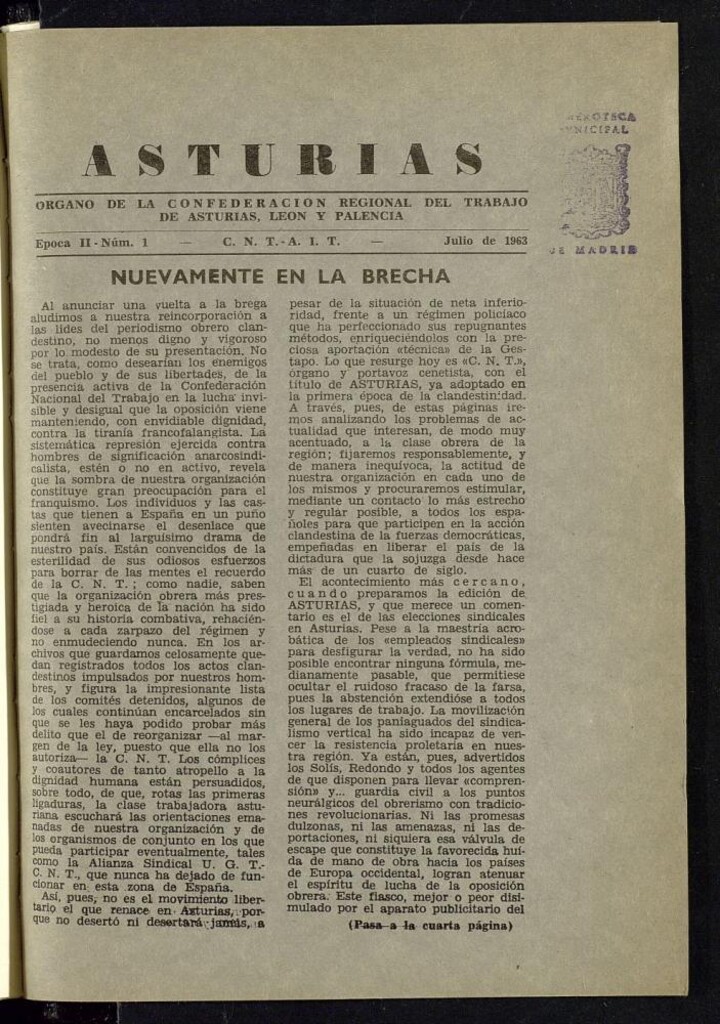 Miniatura de Asturias de julio de 1963, nº 1