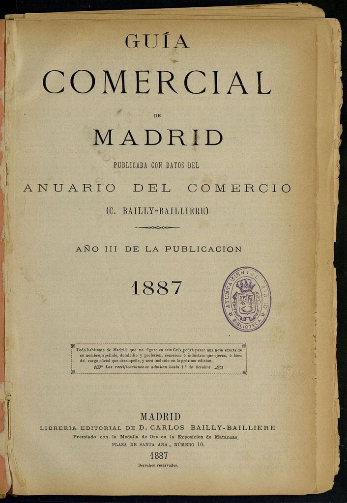 Miniatura de Guía comercial de Madrid 1887