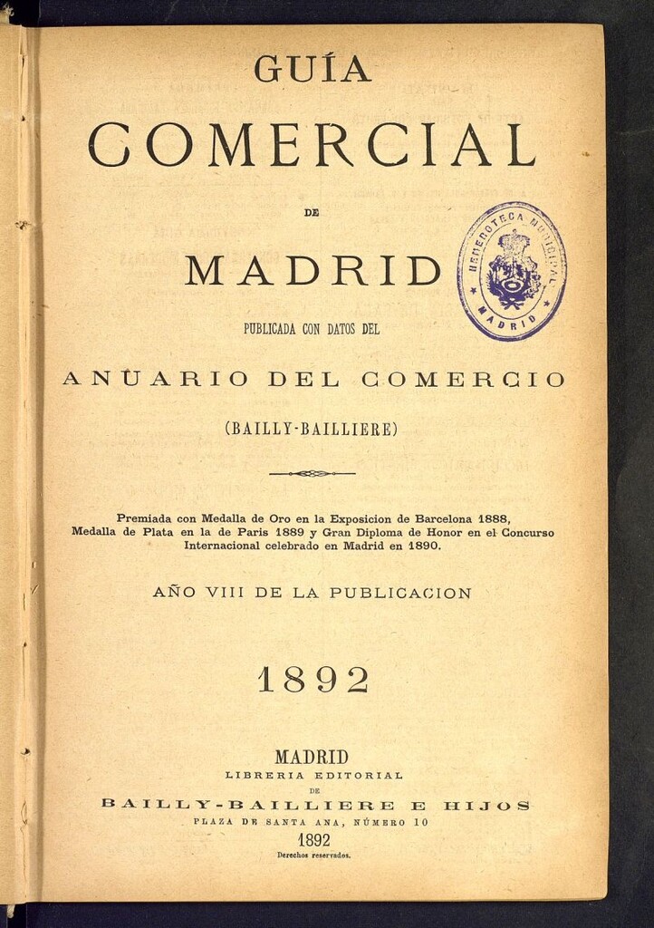 Miniatura de Guía comercial de Madrid 1892