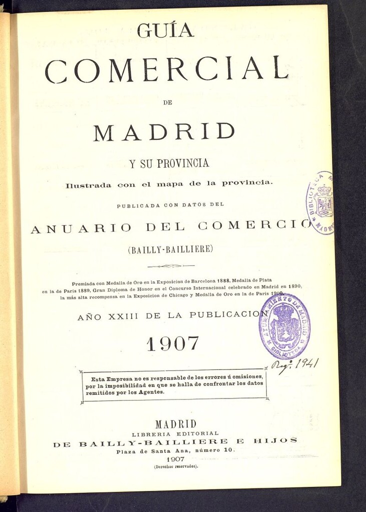 Miniatura de Guía comercial de Madrid 1907