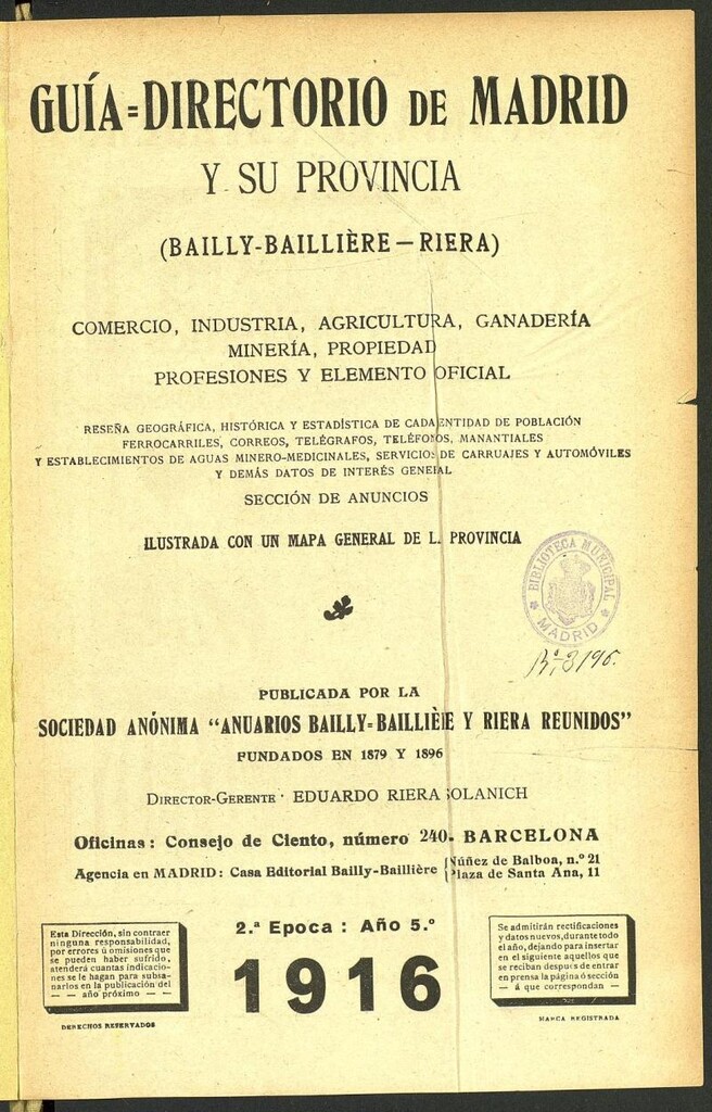 Miniatura de Guía comercial de Madrid 1916