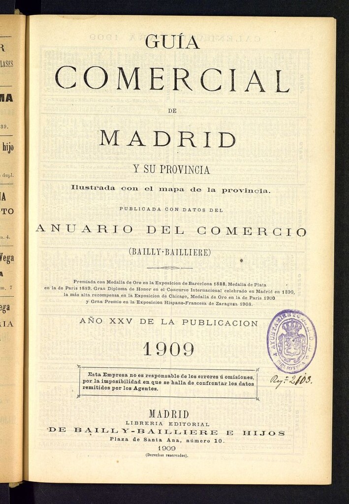 Miniatura de Guía comercial de Madrid 1909