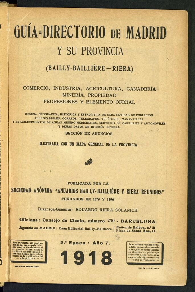 Miniatura de Guía comercial de Madrid 1918