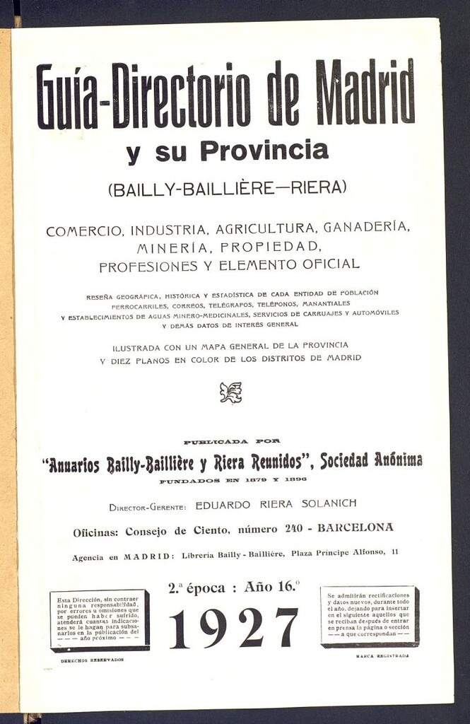 Miniatura de Guía comercial de Madrid 1927