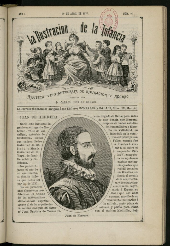 Miniatura de La Ilustración de la Infancia : revista tipo-autógrafa de educación y recreo de 30 de abril de 1877, nº 16