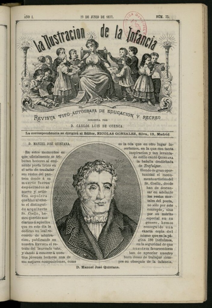 Miniatura de La Ilustración de la Infancia : revista tipo-autógrafa de educación y recreo de 23 de junio de 1877, nº 23