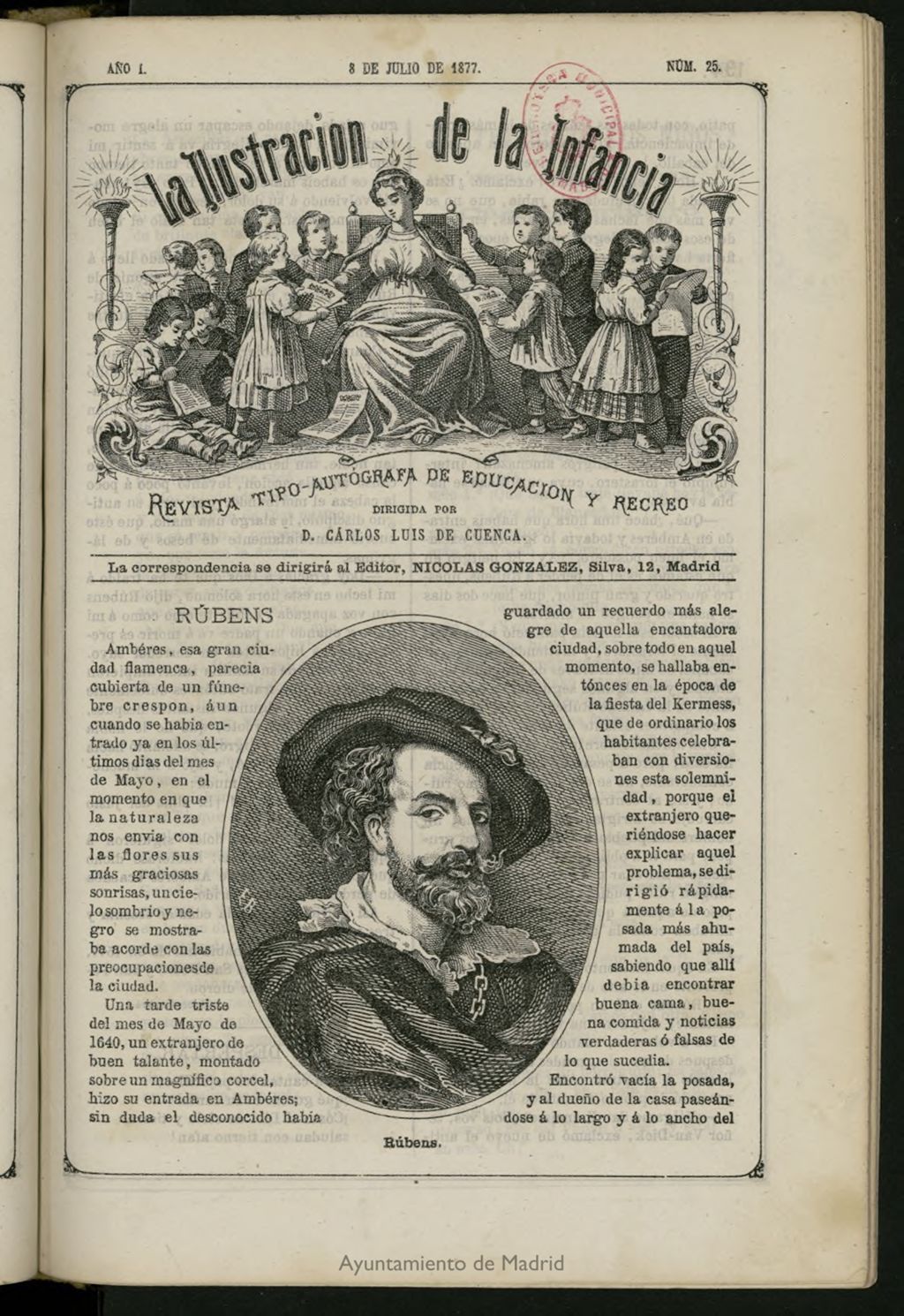 Miniatura de La Ilustración de la Infancia : revista tipo-autógrafa de educación y recreo de 8 de julio de 1877, nº 25