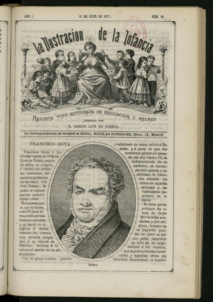 Miniatura de La Ilustración de la Infancia : revista tipo-autógrafa de educación y recreo de 15 de julio de 1877, nº 26