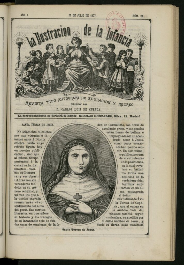 Miniatura de La Ilustración de la Infancia : revista tipo-autógrafa de educación y recreo de 23 de julio de 1877, nº 27