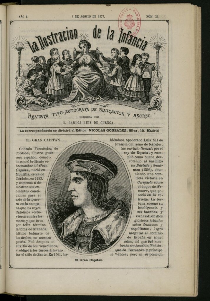 Miniatura de La Ilustración de la Infancia : revista tipo-autógrafa de educación y recreo de 8 de agosto de 1877, nº 29