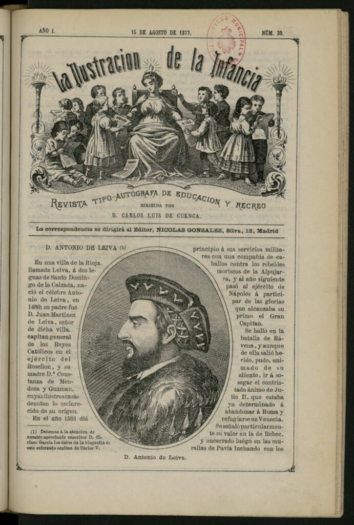 Miniatura de La Ilustración de la Infancia : revista tipo-autógrafa de educación y recreo de 15 de agosto de 1877, nº 30