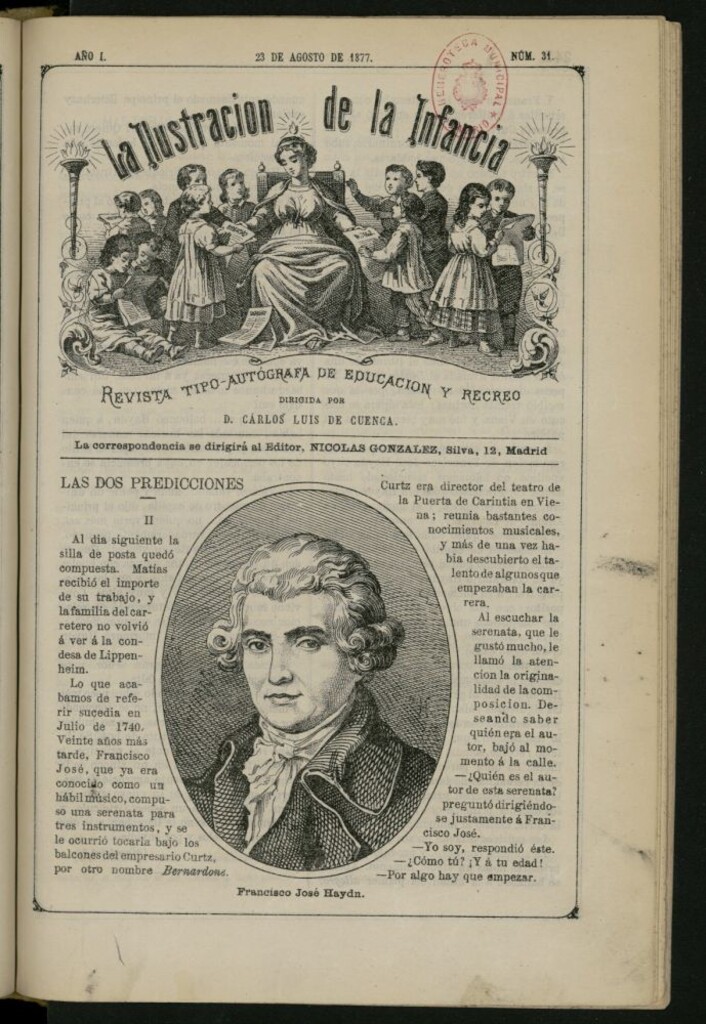 Miniatura de La Ilustración de la Infancia : revista tipo-autógrafa de educación y recreo de 23 de agosto de 1877, nº 31