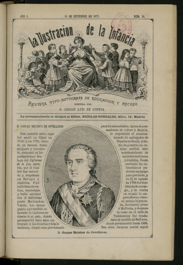 Miniatura de La Ilustración de la Infancia : revista tipo-autógrafa de educación y recreo de 15 de septiembre de 1877, nº 34
