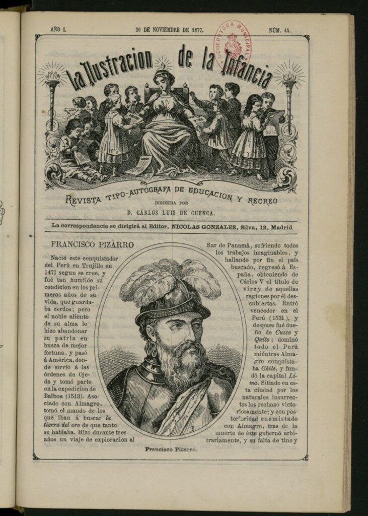 Miniatura de La Ilustración de la Infancia : revista tipo-autógrafa de educación y recreo de 30 de noviembre de 1877, nº 44