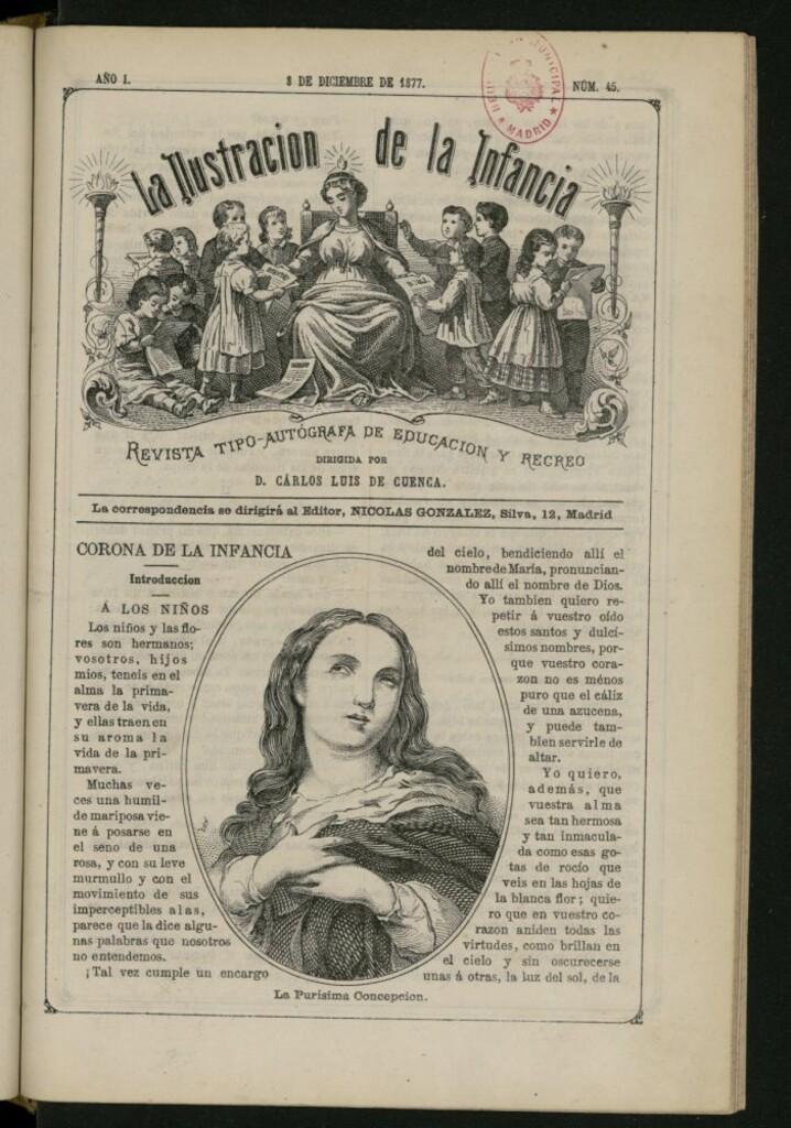 Miniatura de La Ilustración de la Infancia : revista tipo-autógrafa de educación y recreo de 8 de diciembre de 1877, nº 45