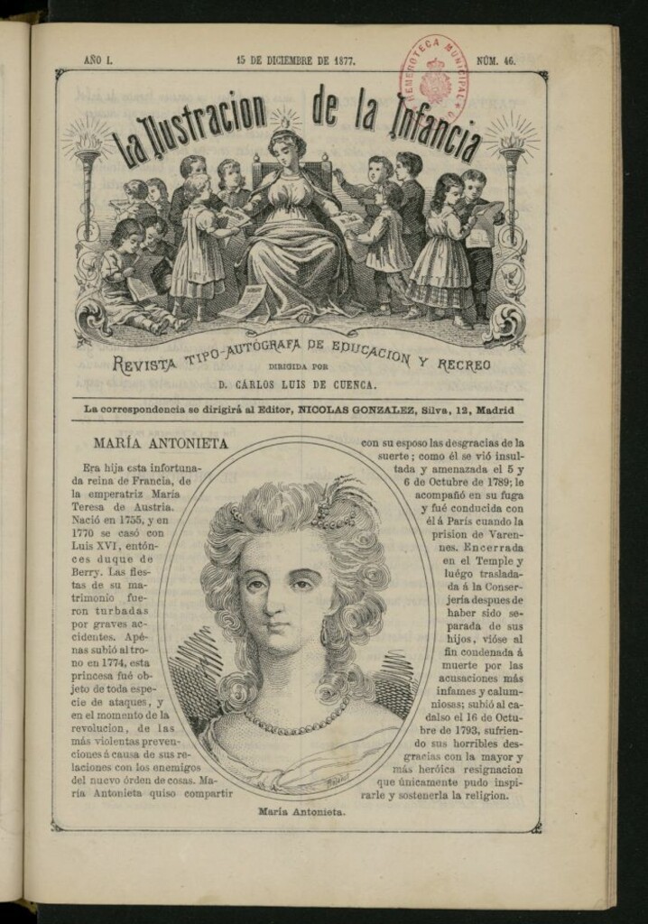 Miniatura de La Ilustración de la Infancia : revista tipo-autógrafa de educación y recreo de 15 de diciembre de 1877, nº 46