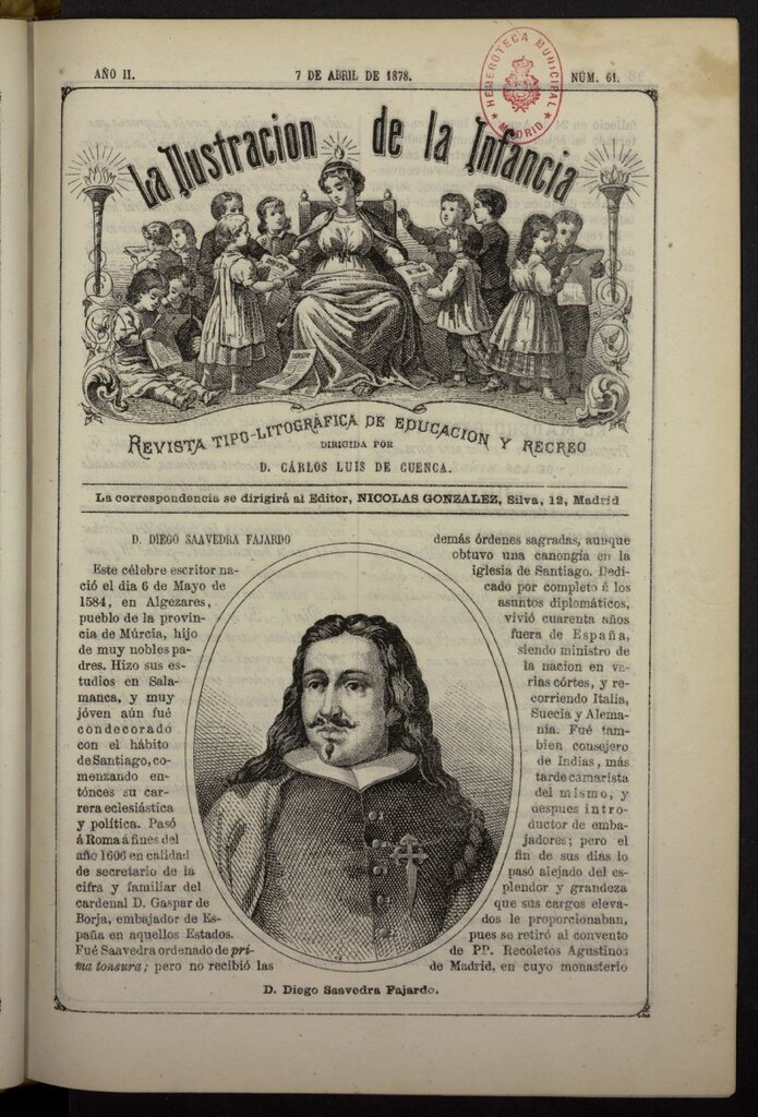 Miniatura de La Ilustración de la Infancia : revista tipo-autógrafa de educación y recreo del 7 de abril de 1878, nº 61