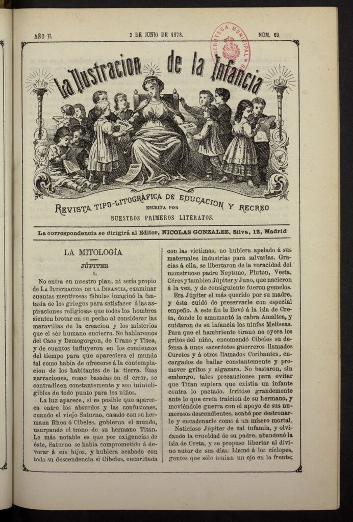 Miniatura de La Ilustración de la Infancia : revista tipo-autógrafa de educación y recreo del 2 de junio de 1878, nº 69