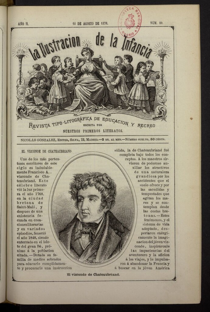 Miniatura de La Ilustración de la Infancia : revista tipo-autógrafa de educación y recreo del 18 de agosto de 1878, nº 80