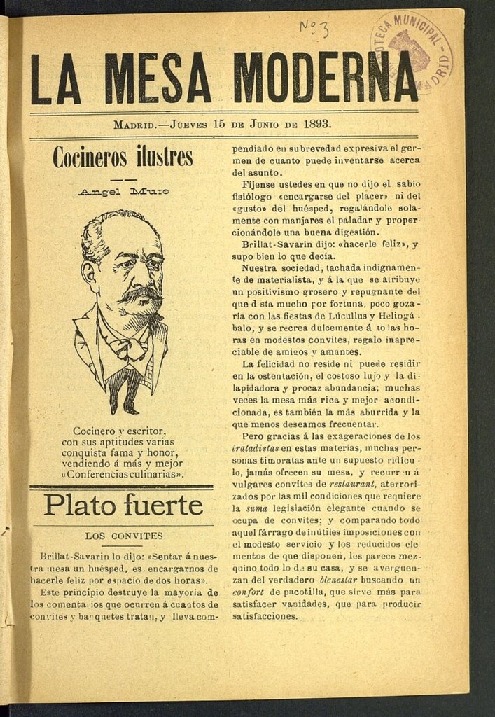 Miniatura de La Mesa Moderna: gastronomía, higiene y embellecimiento, arte culinario, trato social..del 15 de junio de 1893, nº 3