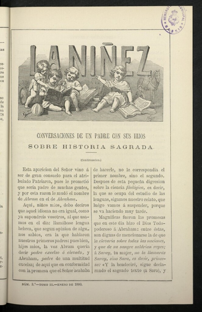 Miniatura de La Niñez. Tomo III de enero de 1880, nº 3
