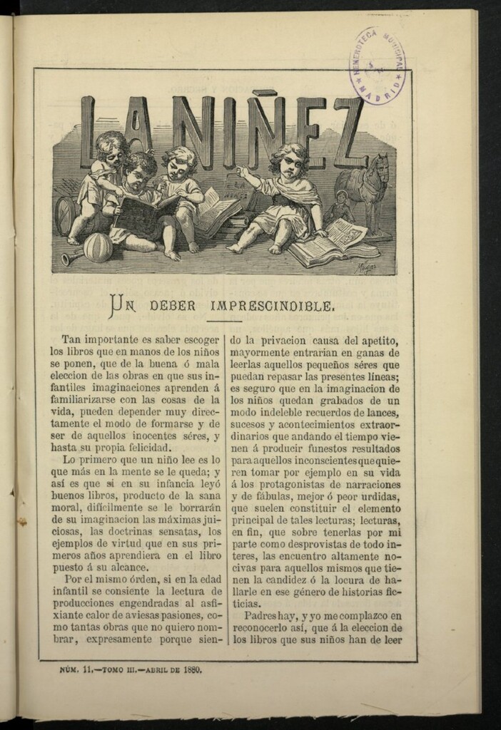 Miniatura de La Niñez. Tomo III de abril de 1880, nº 11
