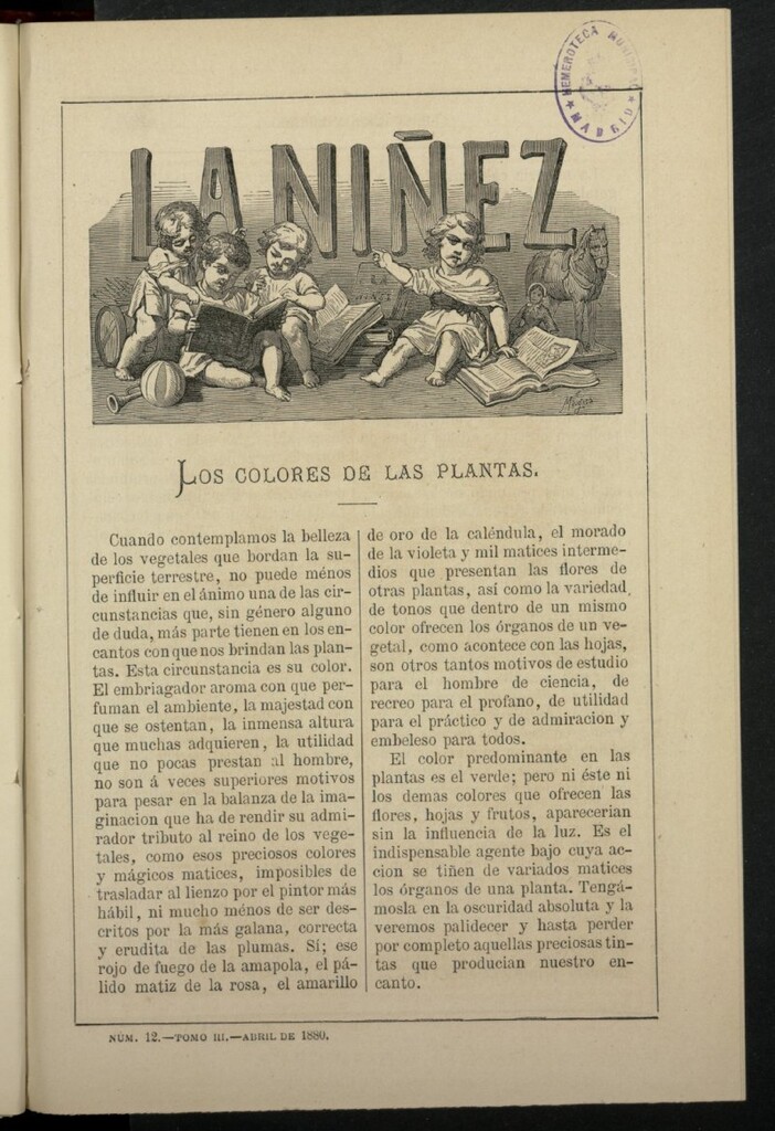 Miniatura de La Niñez. Tomo III de abril de 1880, nº 12