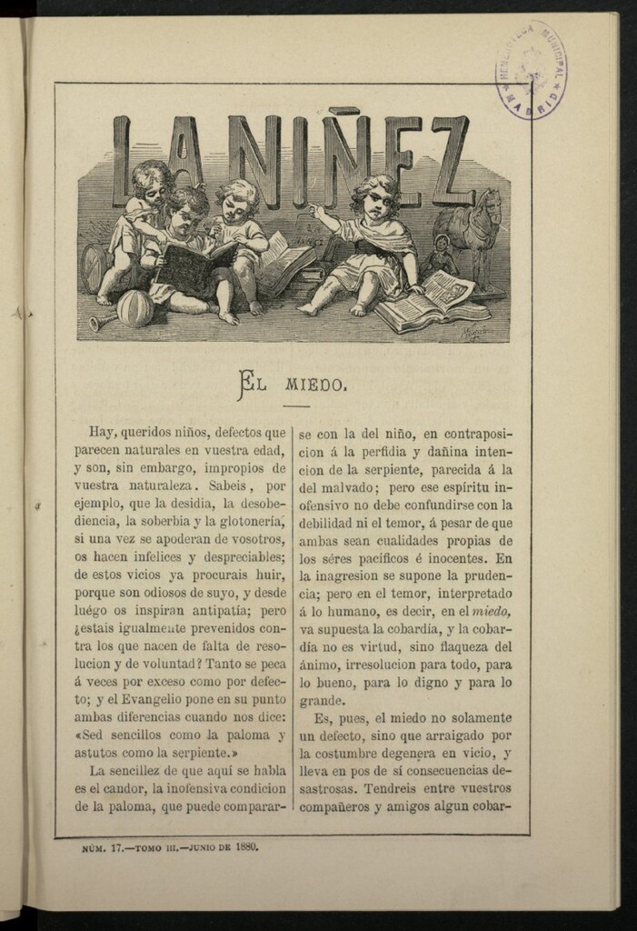 Miniatura de La Niñez. Tomo III de junio de 1880, nº 17