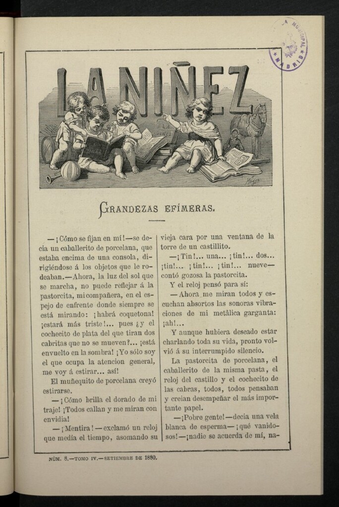 Miniatura de La Niñez, Tomo IV de septiembre de 1880, nº 8