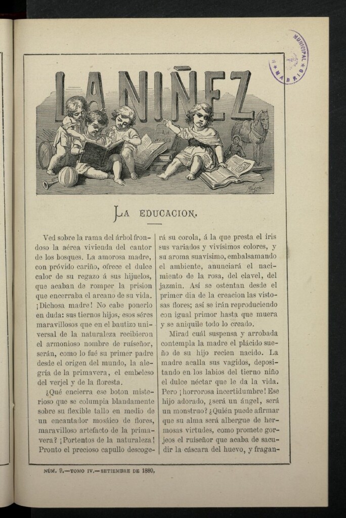 Miniatura de La Niñez, Tomo IV de septiembre de 1880, nº 9