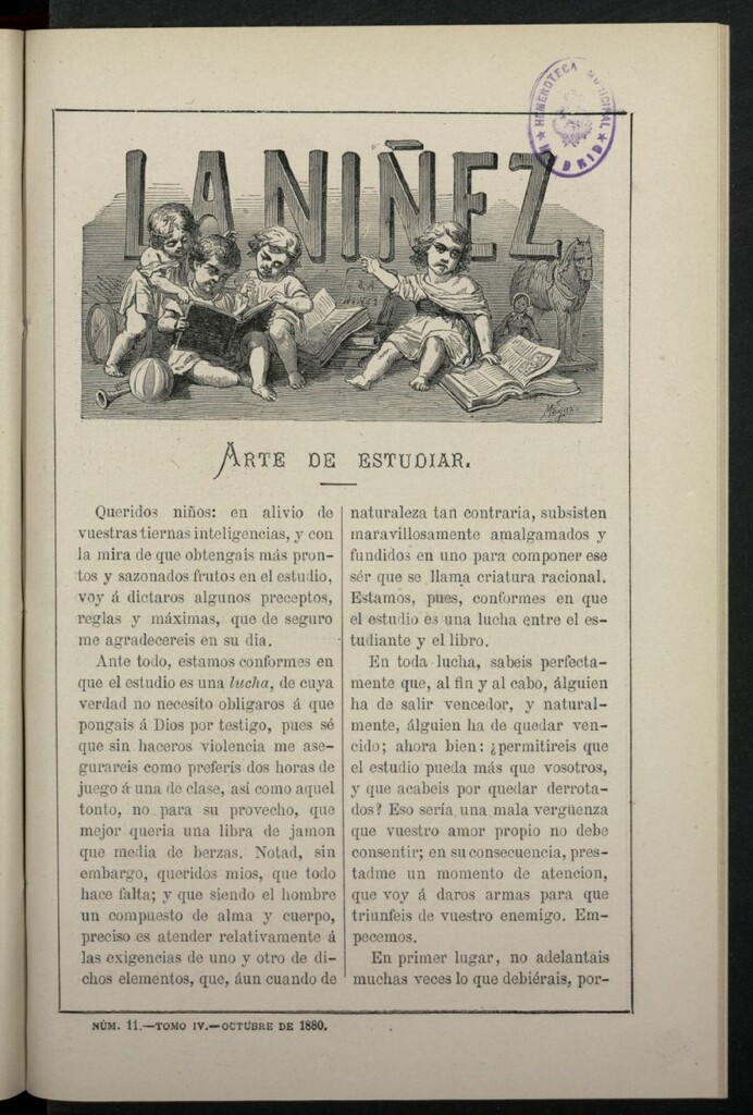 Miniatura de La Niñez, Tomo IV de octubre de 1880, nº 11