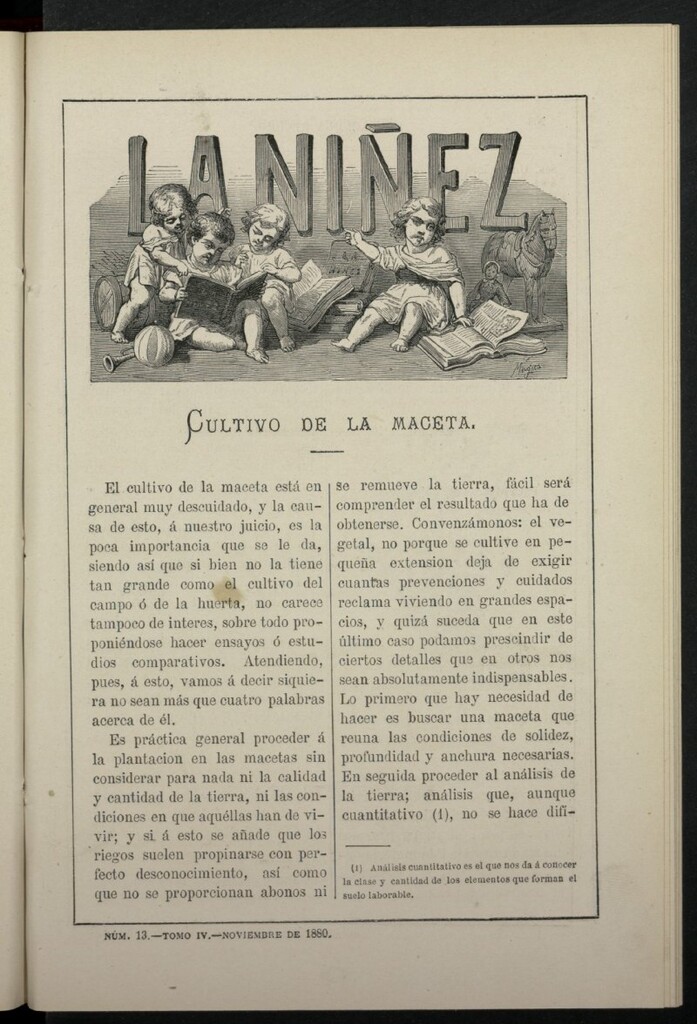 Miniatura de La Niñez, Tomo IV de noviembre de 1880, nº 13