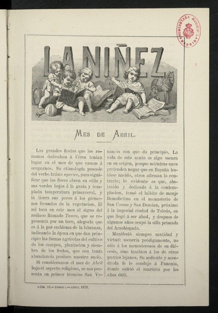 Miniatura de La Niñez, tomo I de abril de 1879, nº 10
