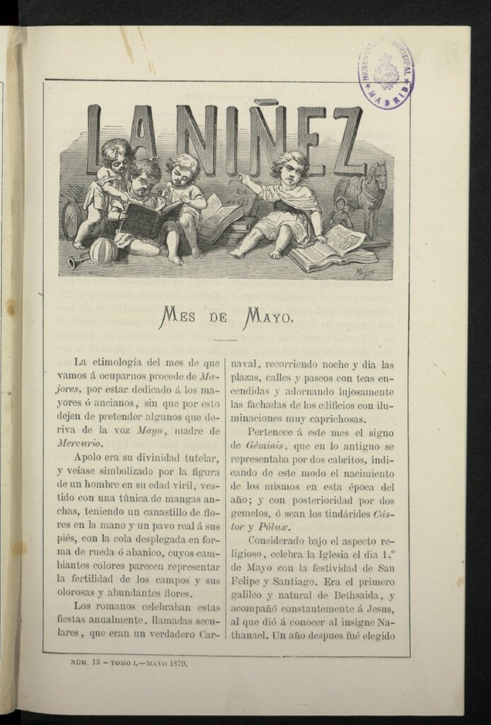 Miniatura de La Niñez, tomo I de mayo de 1879, nº 13