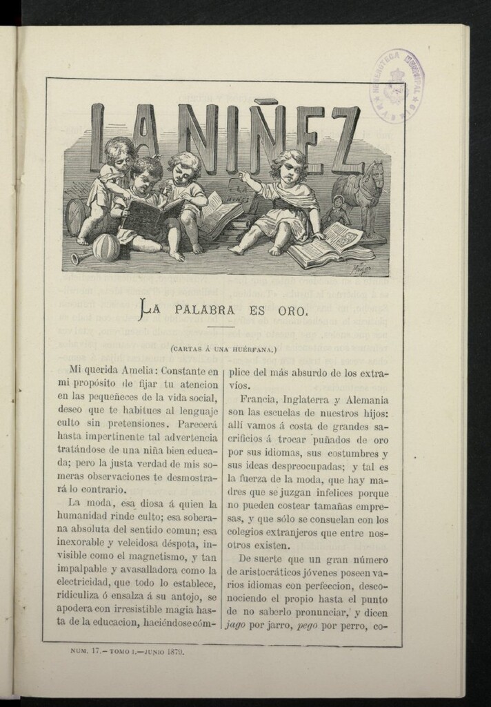 Miniatura de La Niñez, tomo I de junio de 1879, nº 17