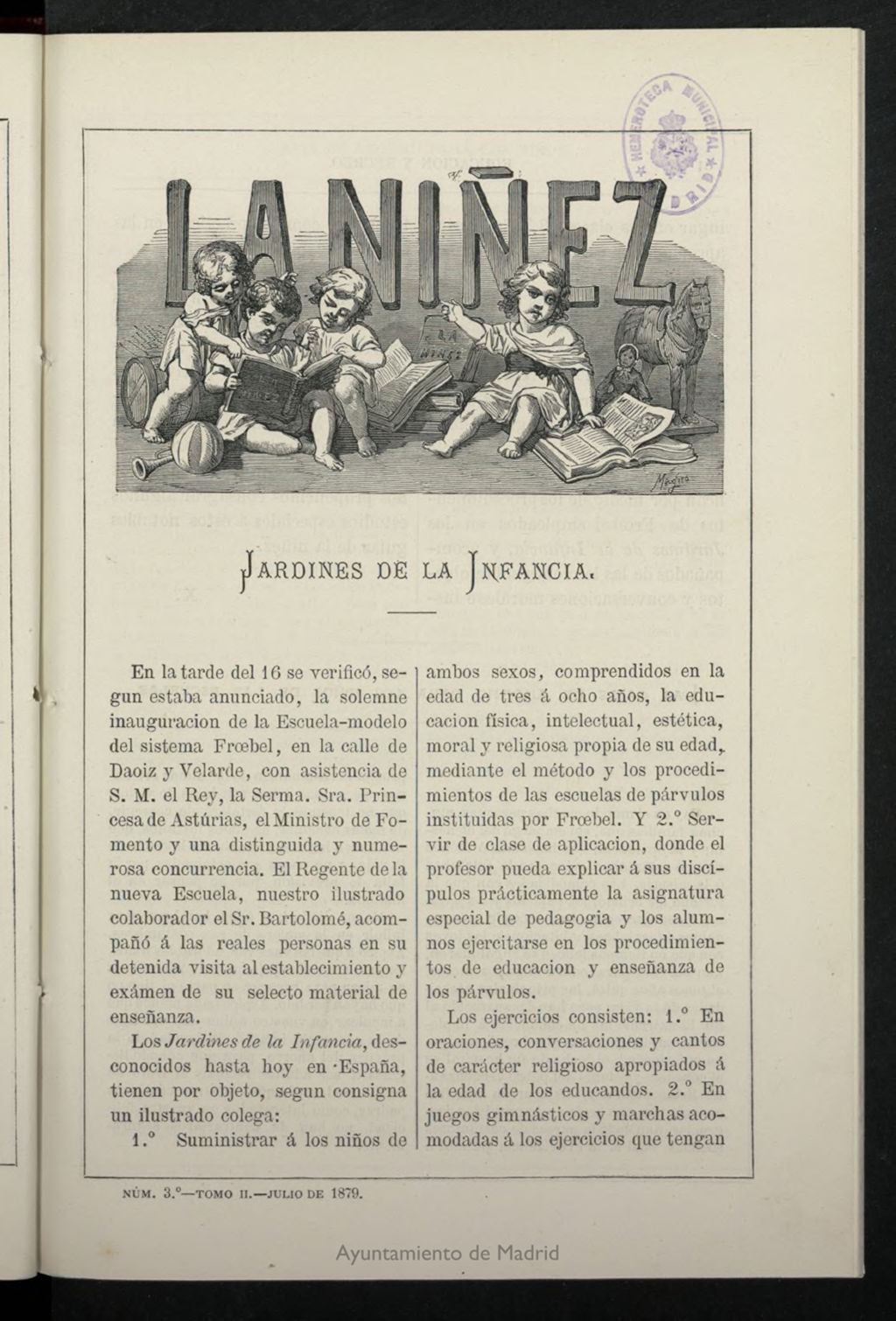 Miniatura de La Niñez, tomo II de julio de 1879, nº 3