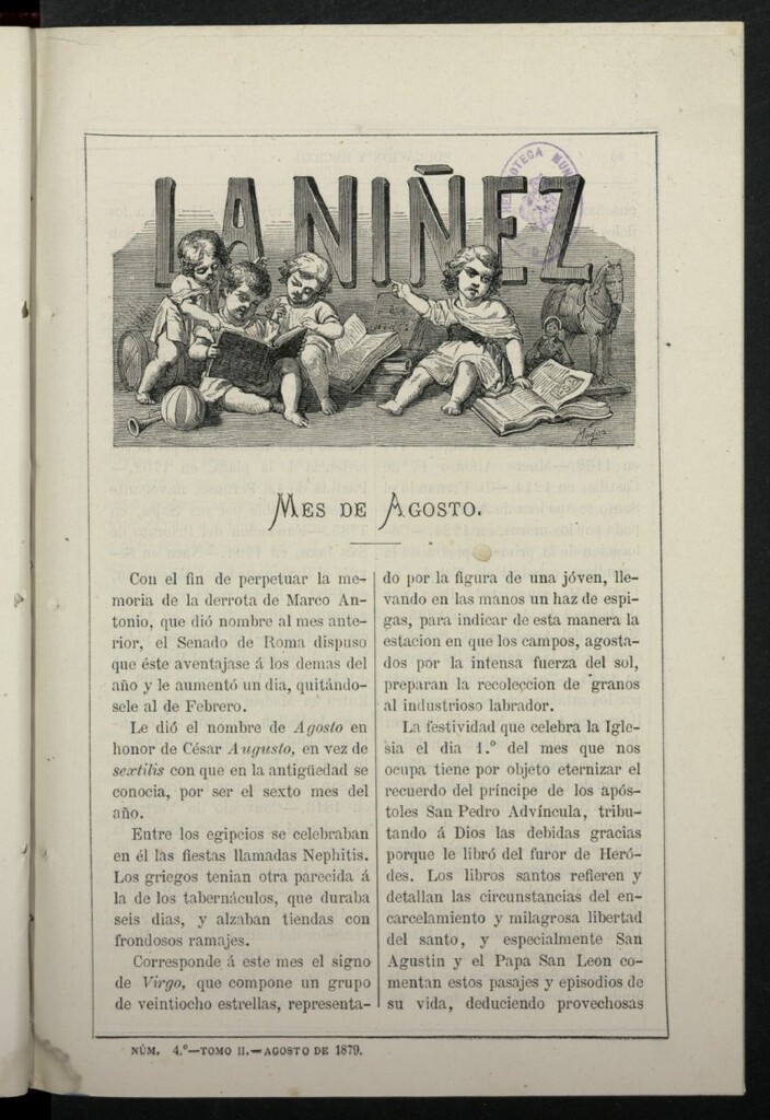 Miniatura de La Niñez, tomo II de agosto de 1879, nº 4