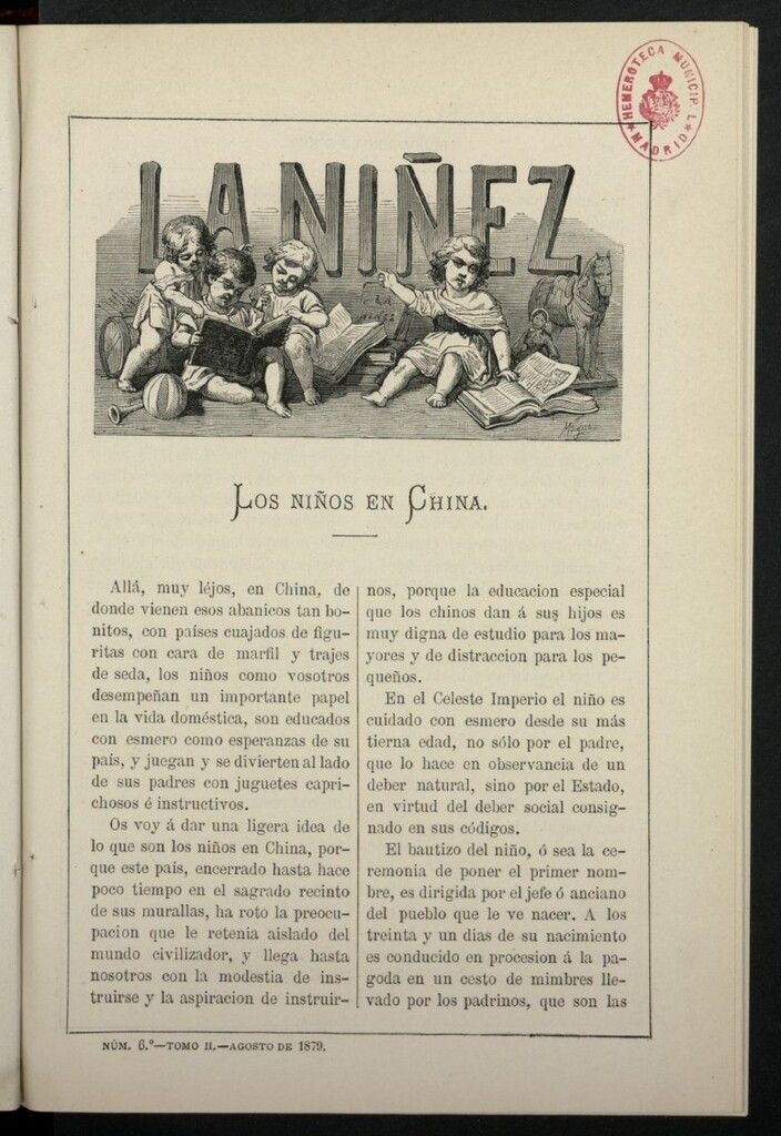 Miniatura de La Niñez, tomo II de agosto de 1879, nº 6