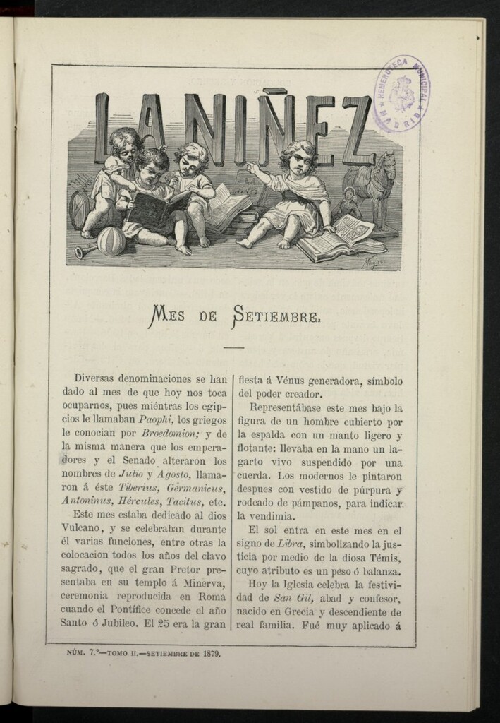 Miniatura de La Niñez, tomo II de septiembre de 1879, nº 7