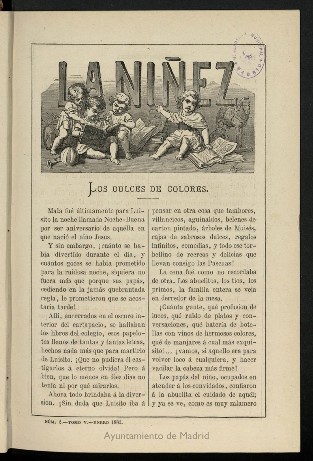 Miniatura de La Niñez, Tomo V de enero de 1881, nº 2