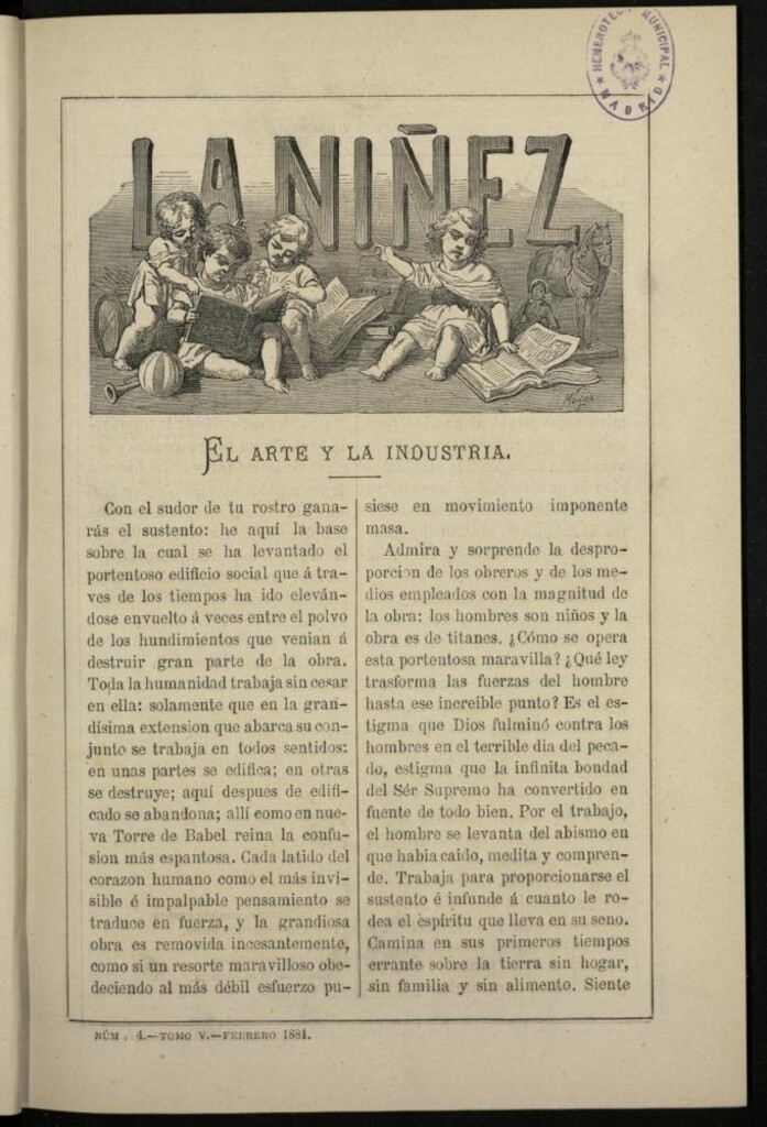 Miniatura de La Niñez, Tomo V de febrero de 1881, nº 4