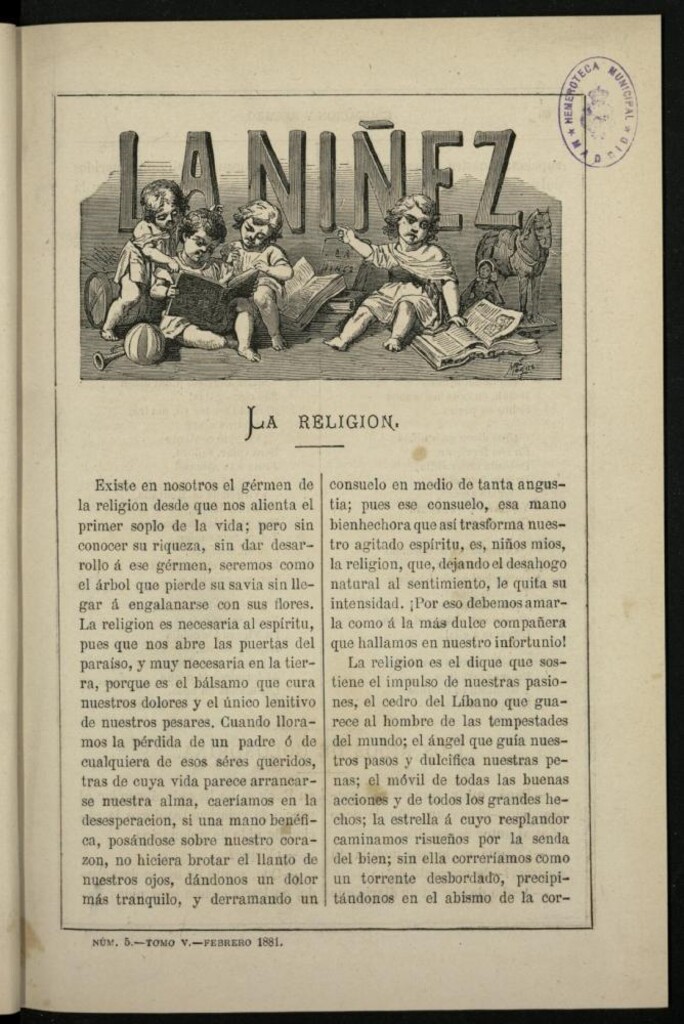 Miniatura de La Niñez, Tomo V de febrero de 1881, nº 5