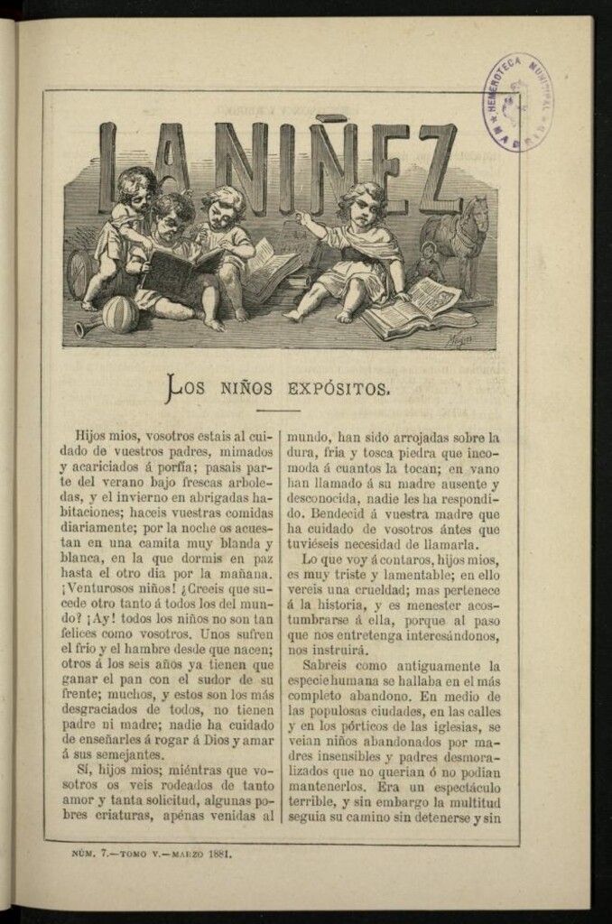 Miniatura de La Niñez, Tomo V de marzo de 1881, nº 7