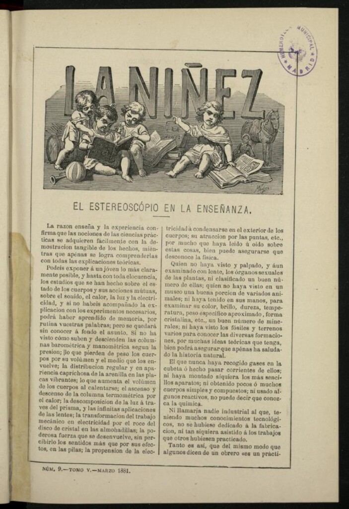 Miniatura de La Niñez, Tomo V de marzo de 1881, nº 9
