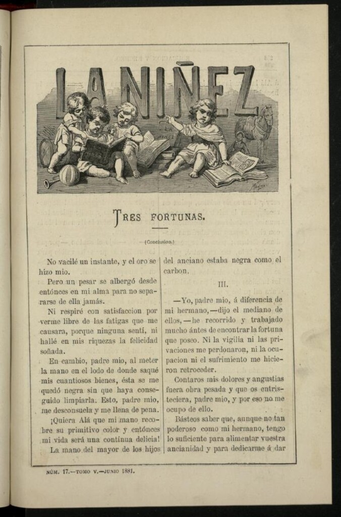 Miniatura de La Niñez, Tomo V de junio de 1881, nº 17