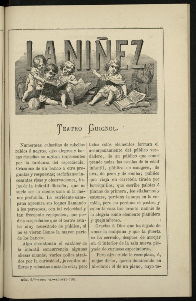 Miniatura de La Niñez, Tomo VI de agosto de 1881, nº 6
