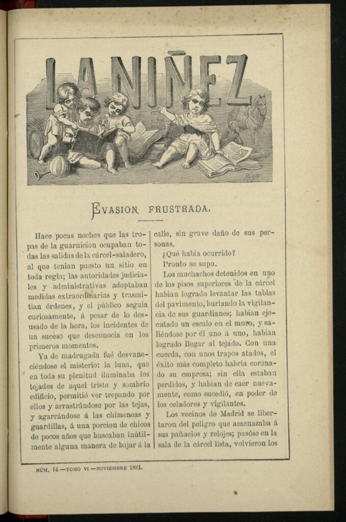 Miniatura de La Niñez, Tomo VI de noviembre de 1881, nº 14