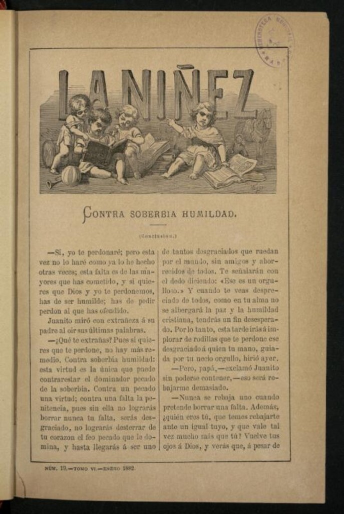 Miniatura de La Niñez, Tomo VI de enero de 1882, nº 19