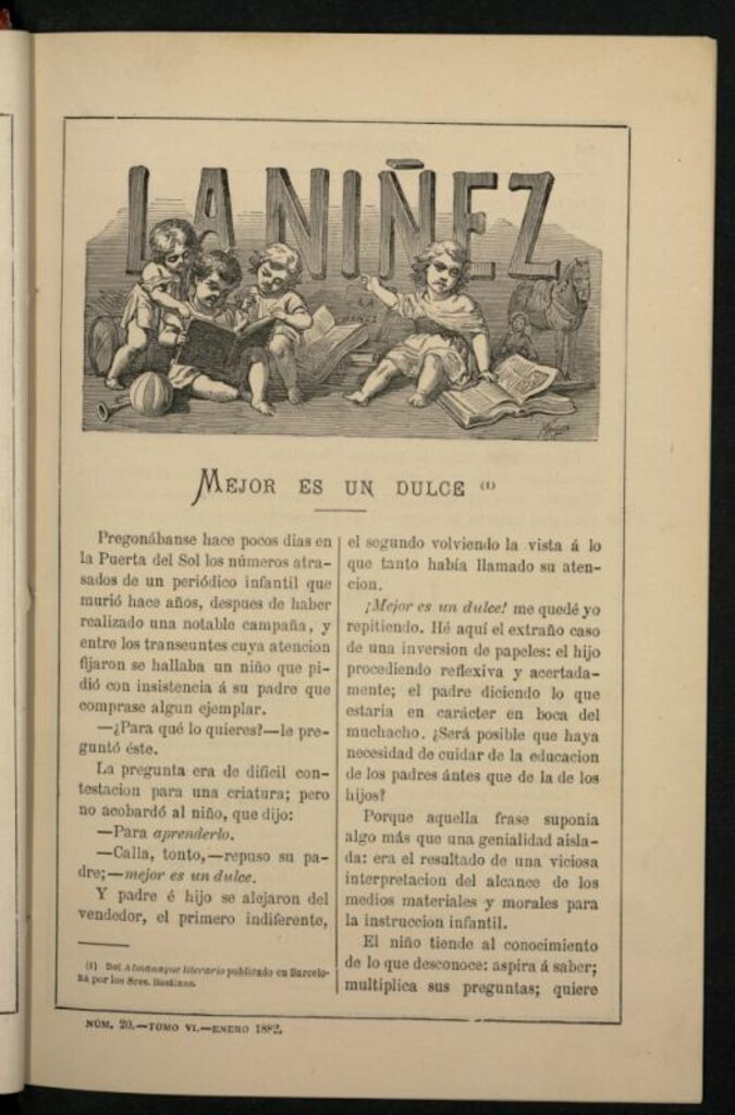 Miniatura de La Niñez, Tomo VI de enero de 1882, nº 20