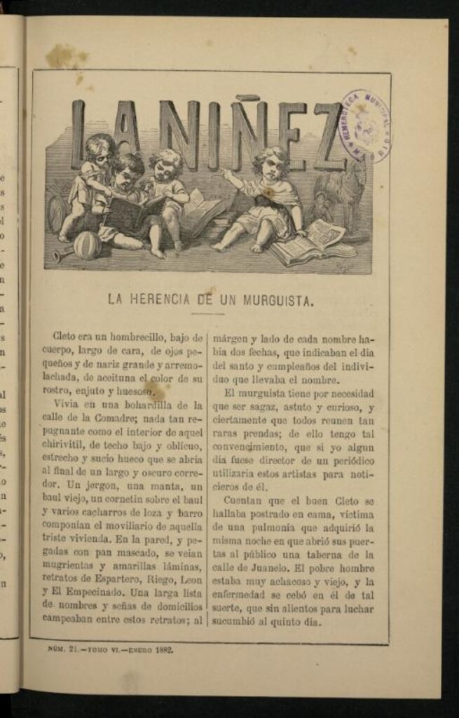 Miniatura de La Niñez, Tomo VI de enero de 1882, nº 21